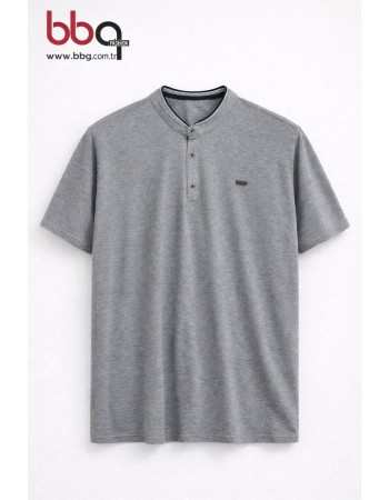 ERKEK BÜYÜK BEDEN GENİŞ KALIP HAKİM YAKA DÜĞMELİ T-SHIRT-G