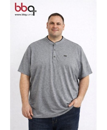 ERKEK BÜYÜK BEDEN GENİŞ KALIP HAKİM YAKA DÜĞMELİ T-SHIRT-G