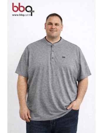ERKEK BÜYÜK BEDEN GENİŞ KALIP HAKİM YAKA DÜĞMELİ T-SHIRT-G