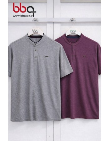  ERKEK BÜYÜK BEDEN GENİŞ KALIP HAKİM YAKA DÜĞMELİ T-SHIRT-B