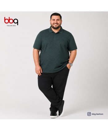  ERKEK BÜYÜK BEDEN GENİŞ KALIP POLO YAKA DESENLİ T-SHIRT-Y