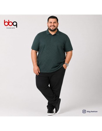  ERKEK BÜYÜK BEDEN GENİŞ KALIP POLO YAKA DESENLİ T-SHIRT-Y