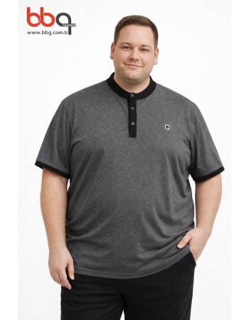 ERKEK BÜYÜK BEDEN GENİŞ KALIP HAKİM YAKA T-SHIRT-F