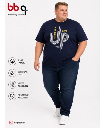 ERKEK BÜYÜK BEDEN GENİŞ KALIP %100 PAMUK BASKILI T-SHIRT-L