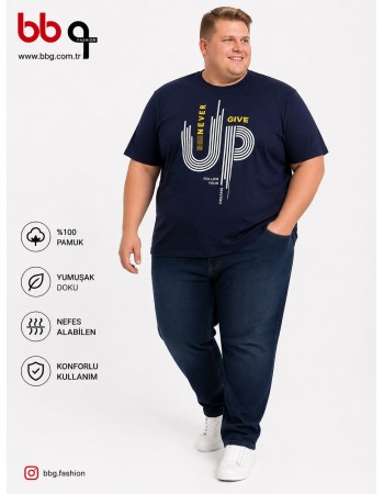 ERKEK BÜYÜK BEDEN GENİŞ KALIP %100 PAMUK BASKILI T-SHIRT-L