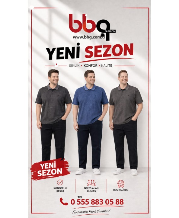 ERKEK BÜYÜK BEDEN GENİŞ KALIP POLO YAKA T-SHIRT-G