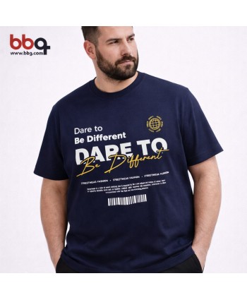 ERKEK BÜYÜK BEDEN GENİŞ KALIP YUVARLAK YAKA BASKILI T-SHIRT-L